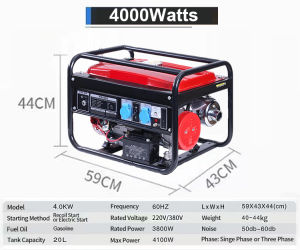 DEKES power generator for home Outdoor camping Gasoline Generator set Double protection system Pure copper motor strong power heart of the motor Big fuel tank for your battery life