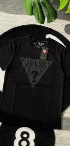 Newest 30s combed cotton full black to black logo Guess logo T-shirt men women best selling cheapest
