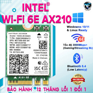 [ BH 12th ] Card WiFi 6E Intel AX210 Tri-Band (2.4/5/6GHz)-Bluetooth 5.4 Chính Hãng