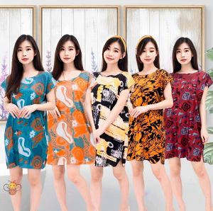 Daster Dress Wanita Fuji Jumbo Chibi Motif Bunga Rayon Jumbo Murah Nyaman Busui Resleting Kekinian Terbaru