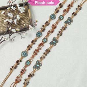 Flash Sale Bohemian Style Butterfly Water Woven Ethnic Style Wooden Bead Womens Belt Casual Vacation Style Waist Rope