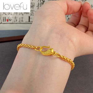 pure real 18K Saudi Gold Pawnable Hooked Small Fish and Wheat Ear Bracelet Hypoallergenic and does not fade