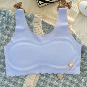 3-Pack Girls Seamless Bras Ages 8-16 Ice Silk Soft Breathable Skin Friendly Fixed Cup for School Sports Running