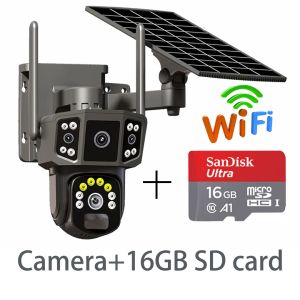 v380 Solar Camera 4G/Wifi Dual lenses three-screen Night Color Image Solar cctv camera outdoor waterproof cctv camera