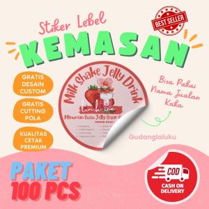 Paket Stiker Label Custom Premium 100 pcs dengan Desain Kustom dan Cutting Pola