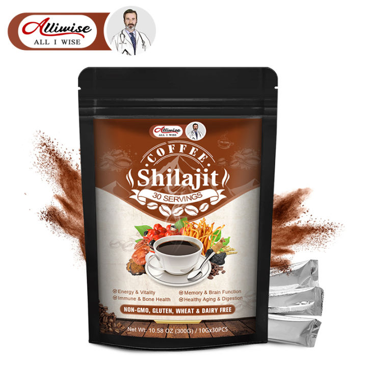 Alliwise Shilajit Instant Coffee Increase Energy Enhance Mental Clarity