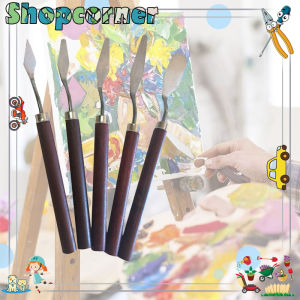 Isi 5 Pisau Palet Lukis Set Painting Knife Pisau Lukis Minyak Gagang Kayu Palette Knife