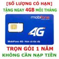 Sim 4G Mobifone Gói Cước MDT250A / MDT350 tẶNG 4gB 1 Tháng  Dùng TRỌN GÓI 1 năm không phát sinh phí FREESHIP - CHƯA KÍCH HOẠT. 