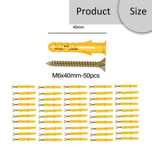 พุกพลาสติกพร้อมสกรู M6x40/60mm แพค 50ตัว พุกพลาสติกสีเหลือง ปุ๊ก พุ๊ก งานช่าง พุกสีเหลือง