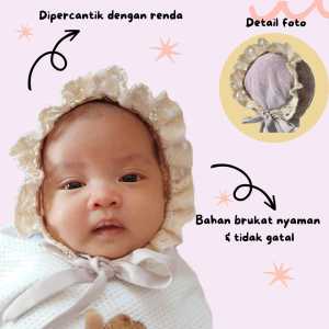 TOPI BONNET BAYI ANAK PEREMPUAN BONNET BRUKAT KEKINIAN