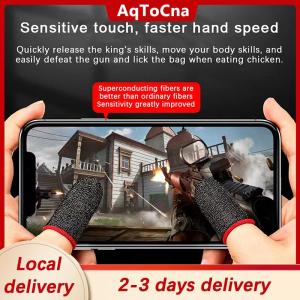 [COD] AqToCna Ship within 24 hours 2PCS Gaming Finger Sleeve Breathable Fingertips For Games Anti-Sweat Touch Screen Finger Cots Cover Sensitive Mobile Touch Glove