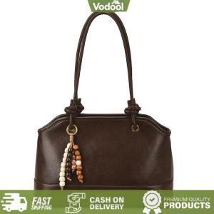 [VSC] Women PU Casual Underarm Purse Large Capacity Top Handle Bag Solid Color Retro Shoulder Bag with Zipper for Daily Travel Work
