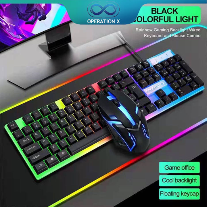OPERATION X Colorful LED Backlight Ergonomic Gaming Keyboard and Mouse