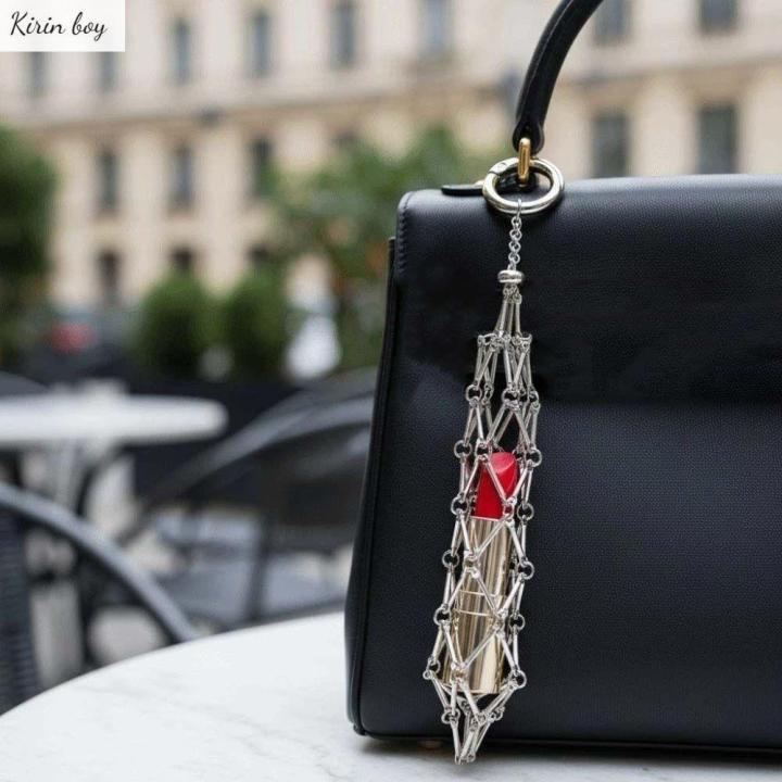 KIRIN ขนาดเล็ก กระเป๋าลิปสติกตาข่ายโลหะ แบบพกพา กลวง กระเป๋าตาข่ายพร้อม ...