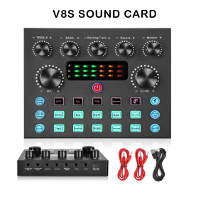 V8S F998 Sound Card Microphone Mixer Kit 16 SoundEffects Audio Recording Sound MixerAudio Mixing Console Amplifier for Phone