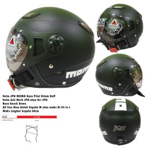 Skuterhelm91 Helm JPN MOMO Bogo Dewasa Retro Klasik Jap Style Model Pilot KP 08 Atau JPN Monsa MOMO Hitam Black Doff Matt Original Ready Ukuran L Besar atau XL