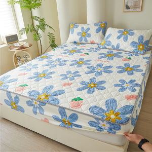 Premium Cotton Bedsheet Fitted Bedsheet Single/Queen/King size cadar katil Thicker Mattress Protector Dust Mite Sheets quilted sheets