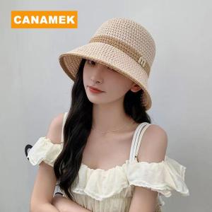【CANAMEK】 1PC New Outdoor UV Protection Sun Hat Summer Womens Bucket Foldable Basin Sunscreen Cap Hollow Stitching Panama Hats Fisherman