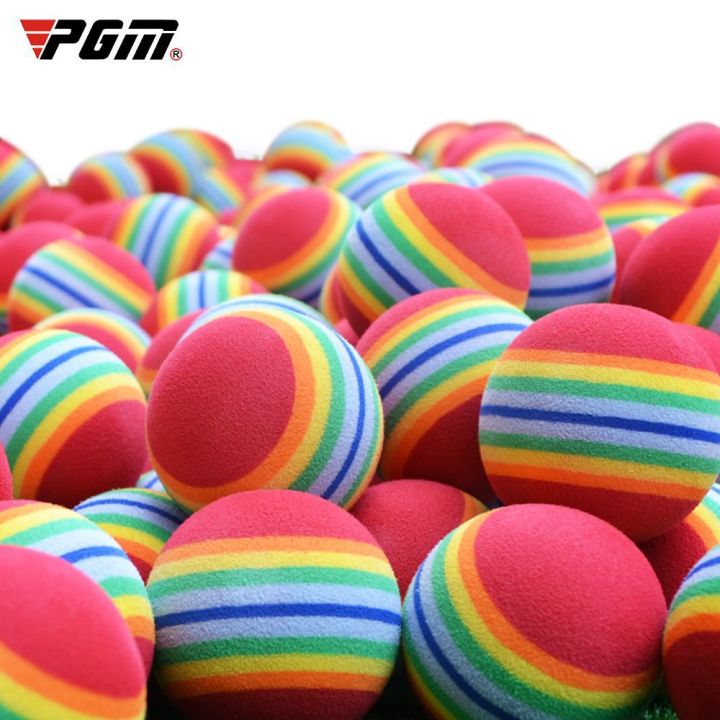 PGM 10pcs Rainbow Stripe Foam Sponge Golf Balls Swing Practice Training