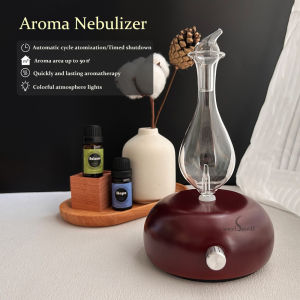 WAYEE Wooden waterless Essential Oil Nebulizing Diffuser for Aromatherapy Home Fragrance Scent Diffuser Use for Room SPA YOGA HOTEL