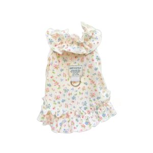 SKYJS น่ารัก ชุดสุนัขเท่ๆ นุ่มนวล บาง กระโปรงลายดอกไม้สำหรับสัตว์เลี้ยง ชุดสัตว์เลี้ยง ระบายอากาศได้ ชุดสัตว์เลี้ยง สำหรับสุนัขขนาดเล็กและกลาง