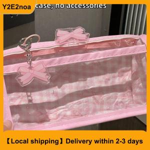 【Local shipping】 Sweet Bow Zipper Transparent Pencil Case Box Student Stationery Storage Bag Large Capacity Makeup Bag Cartoon Zipper Pen Bag