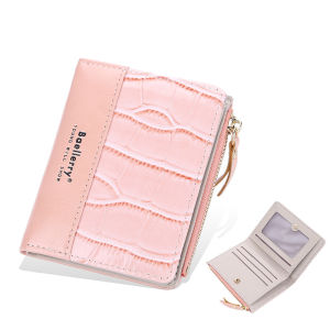 Baellerry Dompet Uang Lipat Tebal Wanita N2373 Bahan Kulit Sintetis Kilat Lilin Motif Corak Keren