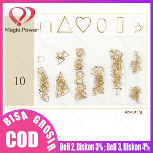 Aksesoris Nail Charm Rhinestone Frame Nail Art Metal Bentuk Geometri Hollow Dekorasi Accessories Nail Decor