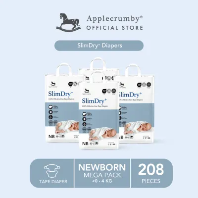 [4 Packs Mega] Applecrumby® SlimDry⁺ Diapers