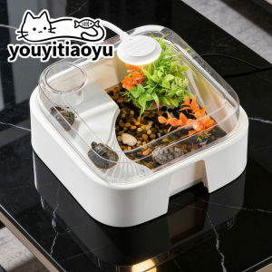YOUYITIAOYU Transparent Turtle Tank Anti Escape with Sun Platform Turtle Aquarium Reptile Habitat Fish Breeding Box