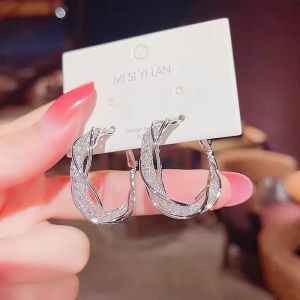 Frascati Khuyên Tai Vòng Tròn Hình Học Kim Loại Thời Trang Hàn Quốc Cho Nữ Trang Sức Dự Tiệc Đá Zircon Tinh Tế Cho Nữ