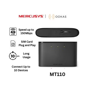 Mercusys MT110 4G LTE Mobile Wi-Fi with 150 Mbps Fast WiFi Speed and 2200mAh Long Usage Battery for 10 Hours