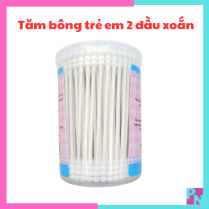 Tăm bông cho bé tăm bông thân giấy 2 đầu xoắn Tăm bông ngoáy tai cho trẻ em hộp tròn Rose (đặc biệt không tuột bông)