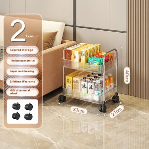 Multi Rack Trolley | Cosmetics Bedroom Bookshelf | Living Room Snacks Multi-layer Storage Rack | Storage Trolley Transparent
