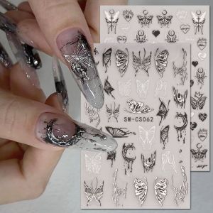 1/3pcs Butterfly Manicure Nail Stickers 3D Butterfly Metallic Color Laser White Butterfly Nail Decoration