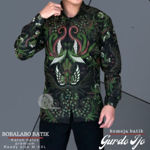 KEMEJA BATIK PRIA LENGAN PANJANG | BAJU BATIK PRIA KATUN LAPIS FURING GURDO IJO | BATIK PRIA | KEMEJA PRIA | BATIK KATUN