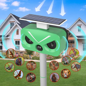 Yieryi Solar-Powered Ultrasonic Animal Repeller | 110° Motion Sensor | Waterproof IP66 | Outdoor Pest Control for Garden Farm and Yard