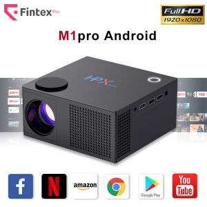 【🥇13000 Lumens】Fintex M1pro Native 1080P Full HD 4K Android 10.0 Projector Portable Beamer 13000 Lumens  500ANS Auto Keystone Home Cinema Classroom OfficeWiFi Wireless Mirror ScreenBluetooth，HMDI，YoutubeNetfilixmobile tv
