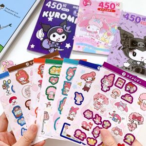 Sanrio Sticker Book Kuromi Cinnamoroll Melody 450pcs Scrapbooking Stickers Decoration DIY Journal Notebook Stationery