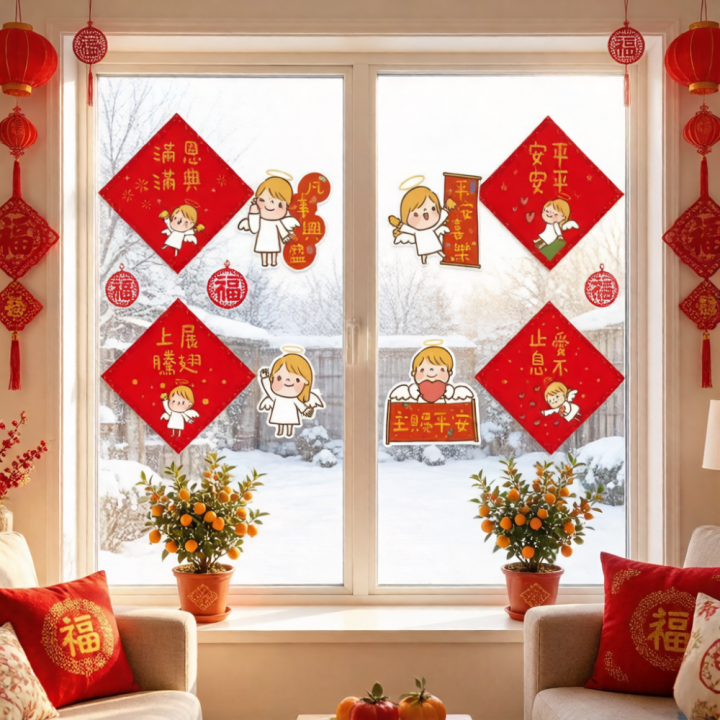 【6 Sets】CNY Decorative Sets (Couplets + Sticker + Red packet ...