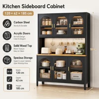 YOYO Modern Kitchen Storage Cabinet with PC Doors Multi Layer Pantry Cabinet Food Organizer Cupboard Home Kitchen Rack Storage Furniture