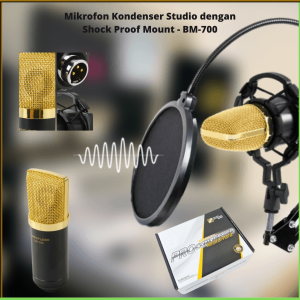 COD TaffSTUDIO Mikrofon Kondenser Studio dengan Shock Proof Mount BM 700 / Microphone Condenser Mikrofon Untuk Buat Konten Mic Karaoke Suara Jernih Mik Untuk Konten Studio