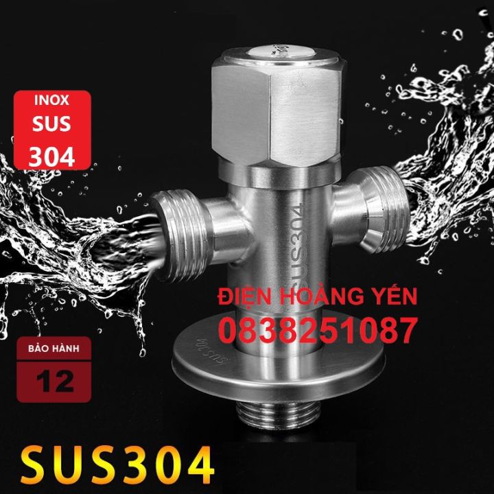 Van Chia Nước Van Khóa Nước INOX 304 nối dây cấp và dây xịt T CẦU CÓ ...