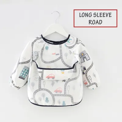 Baby Waterproof Feeding Bib Easy Wipe Wash Short Long Sleeve Bib Foldable Kid Baby Self Feeding Shirt Protection Apron