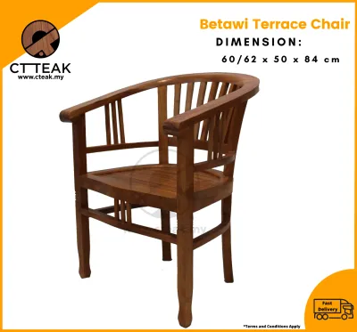CT Teak Furniture Jati / Teak Wood Betawi Terrace Chair ~ 100% Solid Teak Wood