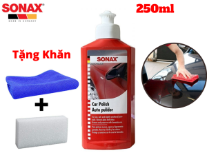 Kem Đánh Bóng Xe Cho Sơn Màu Và Kim Loại Sonax 300100 Car Polish 250ml Tặng Khăn và Mút