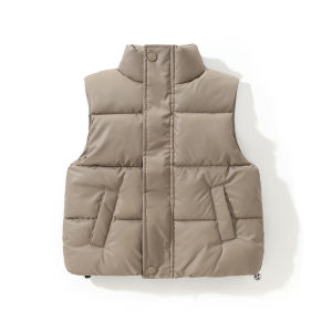 New Warm Vest Autumn Winter Boys Girls Stand Collar Waistcoat Outerwear Fashion Short Down Cotton Vest 4-10 Years