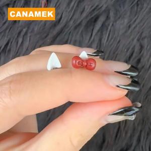 【CANAMEK】 2Pcs Bow Heart Ear Bone Nail Titanium Steel Cute Earrings For Women Puncture Jewelry Accessories
