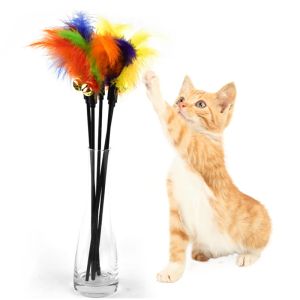 1PC Cat Funny Stick Rod Interactive Bell Feather Stick Toy For Pet Kitten Chaser Wand Toy Supplies