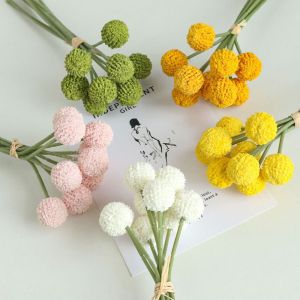 KODUS Real Touch Artificial Gold Ball Chrysanthemum Lifelike 9 Head Small Ball Flowers Bouquet Flower Arrangement Plastic Simulated Chrysanthemum Home Garden Decor